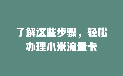 了解这些步骤，轻松办理小米流量卡