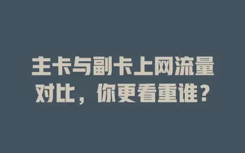 主卡与副卡上网流量对比，你更看重谁？
