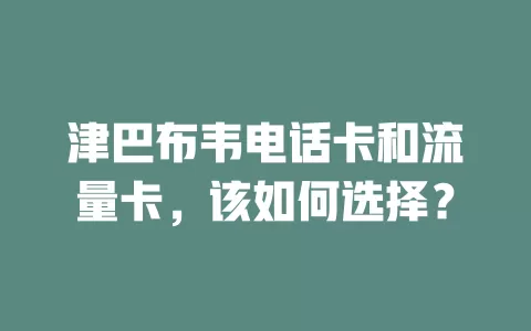 津巴布韦电话卡和流量卡，该如何选择？