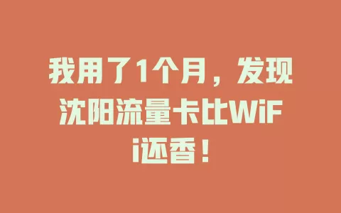 我用了1个月，发现沈阳流量卡比WiFi还香！
