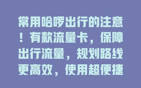 常用哈啰出行的注意！有款流量卡，保障出行流量，规划路线更高效，使用超便捷，给你出行惊喜