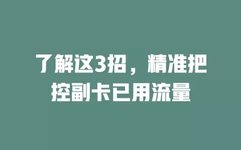 了解这3招，精准把控副卡已用流量