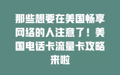 那些想要在美国畅享网络的人注意了！美国电话卡流量卡攻略来啦