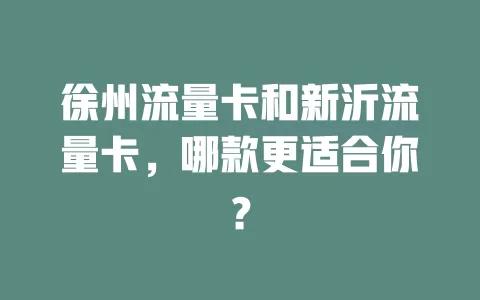 徐州流量卡和新沂流量卡，哪款更适合你？