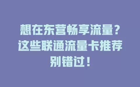 想在东营畅享流量？这些联通流量卡推荐别错过！