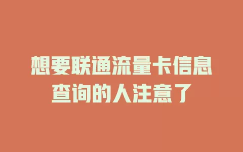 想要联通流量卡信息查询的人注意了