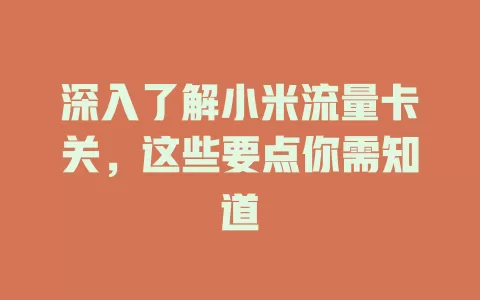 深入了解小米流量卡关，这些要点你需知道