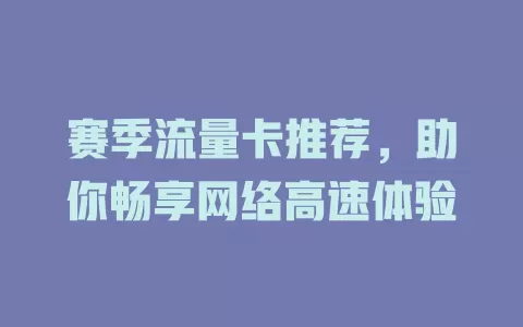 赛季流量卡推荐，助你畅享网络高速体验