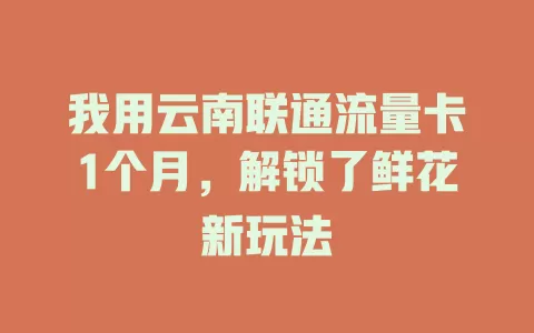 我用云南联通流量卡1个月，解锁了鲜花新玩法