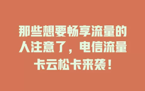 那些想要畅享流量的人注意了，电信流量卡云松卡来袭！