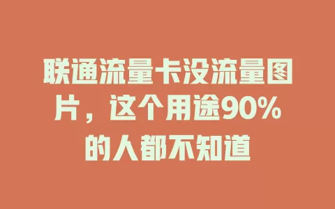 联通流量卡没流量图片，这个用途90%的人都不知道
