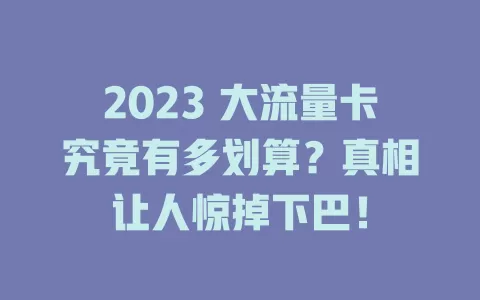 2023 大流量卡究竟有多划算？真相让人惊掉下巴！