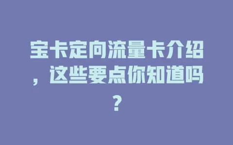 宝卡定向流量卡介绍，这些要点你知道吗？