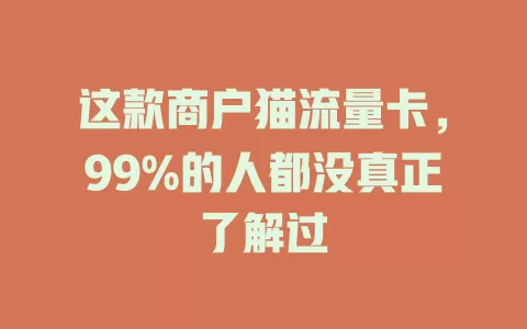 这款商户猫流量卡，99%的人都没真正了解过