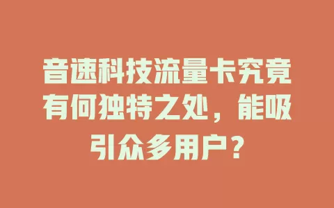 音速科技流量卡究竟有何独特之处，能吸引众多用户？