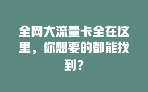 全网大流量卡全在这里，你想要的都能找到？