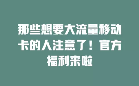 那些想要大流量移动卡的人注意了！官方福利来啦