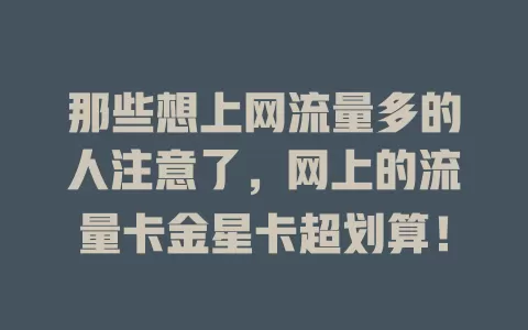 那些想上网流量多的人注意了，网上的流量卡金星卡超划算！