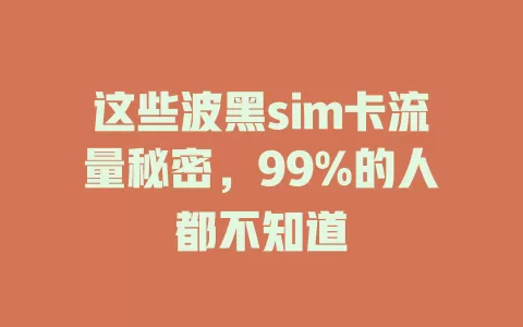 这些波黑sim卡流量秘密，99%的人都不知道