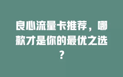 良心流量卡推荐，哪款才是你的最优之选？