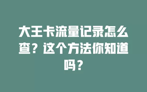 大王卡流量记录怎么查？这个方法你知道吗？