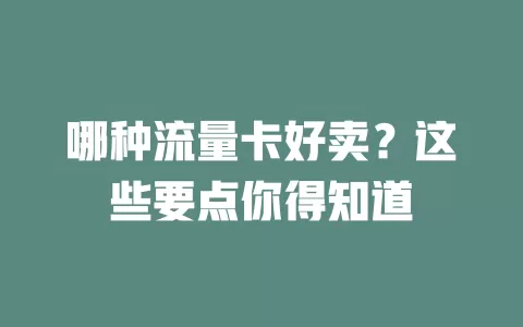 哪种流量卡好卖？这些要点你得知道