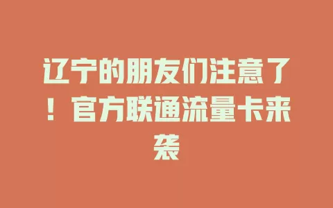 辽宁的朋友们注意了！官方联通流量卡来袭