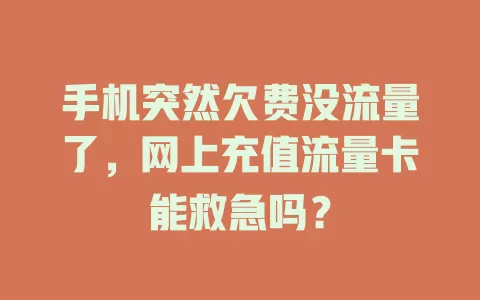 手机突然欠费没流量了，网上充值流量卡能救急吗？