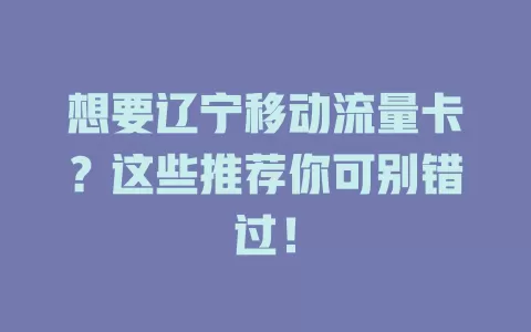 想要辽宁移动流量卡？这些推荐你可别错过！
