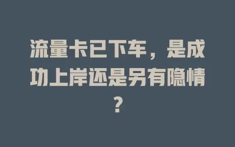 流量卡已下车，是成功上岸还是另有隐情？