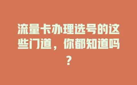 流量卡办理选号的这些门道，你都知道吗？