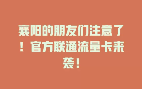 襄阳的朋友们注意了！官方联通流量卡来袭！