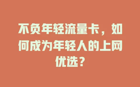 不负年轻流量卡，如何成为年轻人的上网优选？