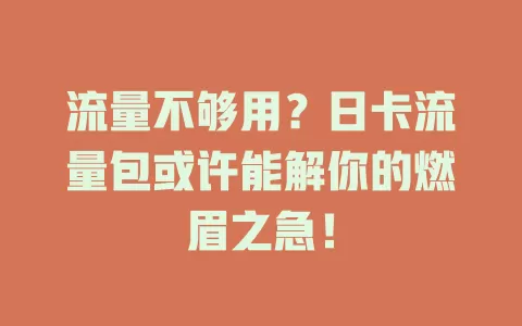 流量不够用？日卡流量包或许能解你的燃眉之急！