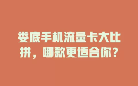 娄底手机流量卡大比拼，哪款更适合你？