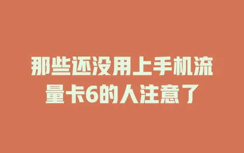 那些还没用上手机流量卡6的人注意了