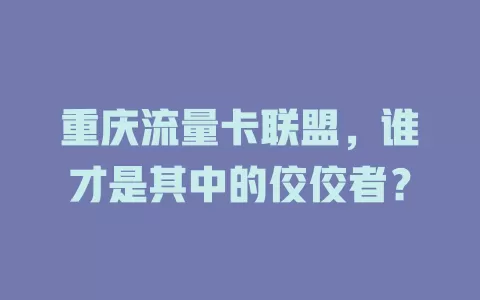重庆流量卡联盟，谁才是其中的佼佼者？