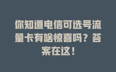 你知道电信可选号流量卡有啥惊喜吗？答案在这！
