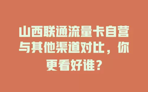 山西联通流量卡自营与其他渠道对比，你更看好谁？