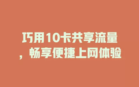 巧用10卡共享流量，畅享便捷上网体验