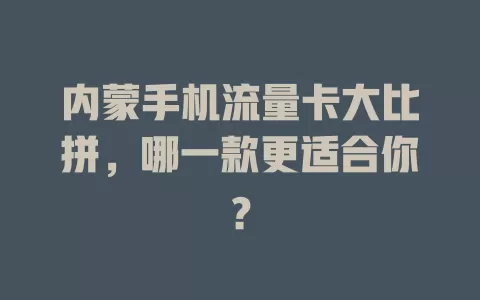 内蒙手机流量卡大比拼，哪一款更适合你？