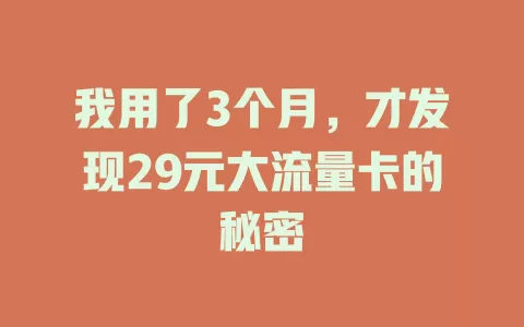 我用了3个月，才发现29元大流量卡的秘密