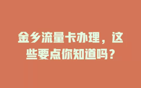 金乡流量卡办理，这些要点你知道吗？