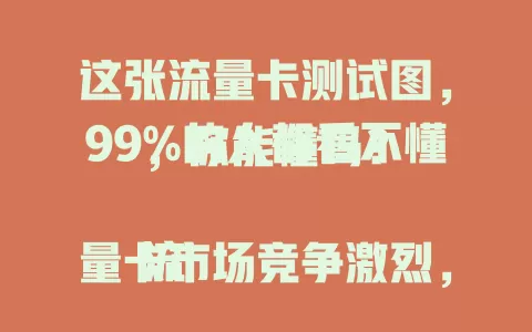 这张流量卡测试图，99%的人都看不懂，你能懂吗？

流量卡市场竞争激烈，选卡时测试图很重要，它涵盖流量额度、网速、费用构成、信号强度等关键指标，还有用户评价数据。很多人看不懂，易选错，学会研究它才能挑到适合的流量卡。