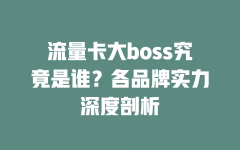 流量卡大boss究竟是谁？各品牌实力深度剖析