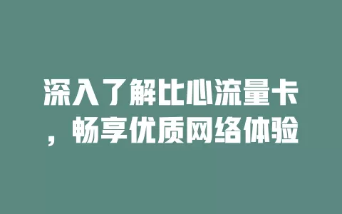 深入了解比心流量卡，畅享优质网络体验
