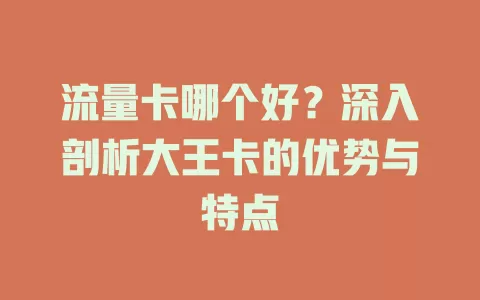 流量卡哪个好？深入剖析大王卡的优势与特点