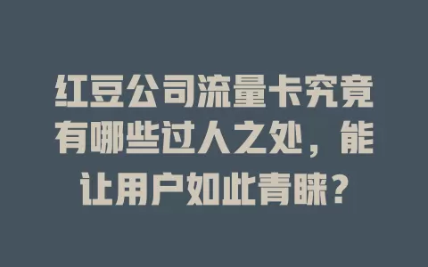 红豆公司流量卡究竟有哪些过人之处，能让用户如此青睐？
