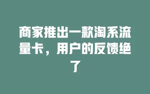 商家推出一款淘系流量卡，用户的反馈绝了
