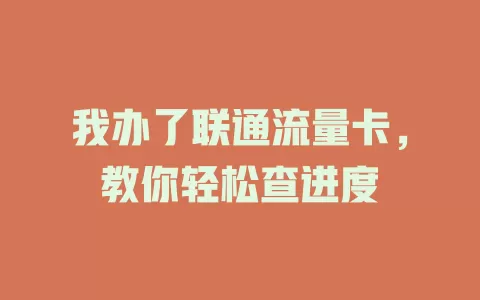 我办了联通流量卡，教你轻松查进度